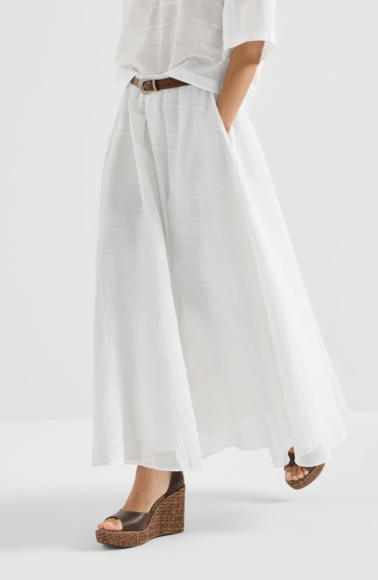 Brunello Cucinelli Broderie anglaise skirt, Alternate, color, White