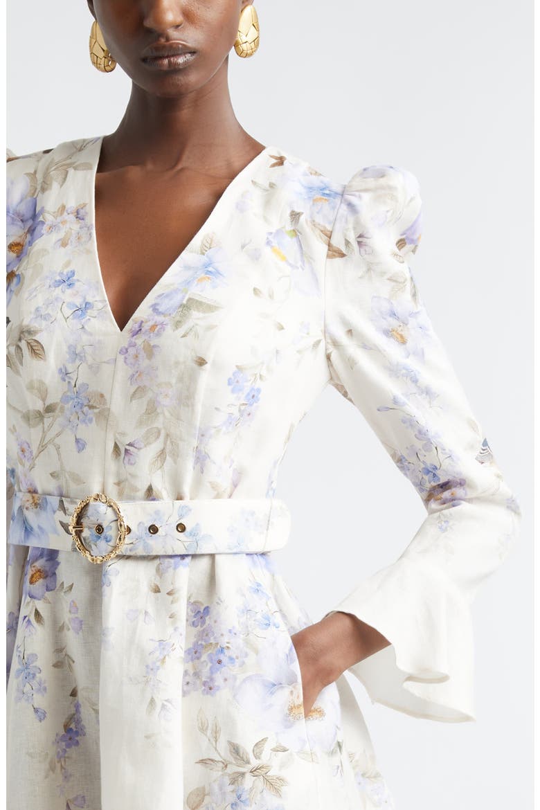 Kindred Spirit Luna Long Sleeve Linen Minidress, Alternate, color, BLUE SONGBIRD
