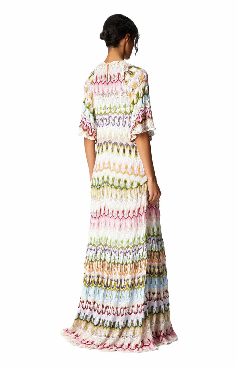 Missoni Short Sleeve Long Dress With Floral Lace Details, Alternate, color, 