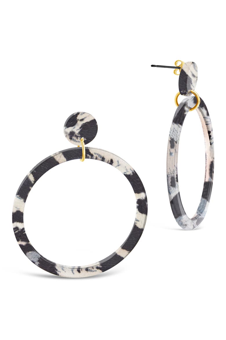 Stud Hoop Earrings, Main, color, GREY LEOPARD
