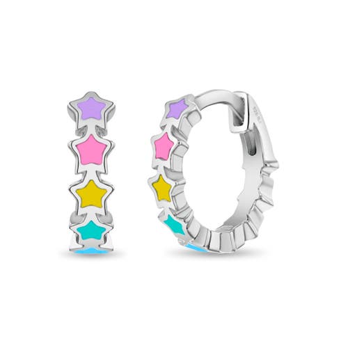 In Season Jewelry Star Cascade Huggie Hoops In Multi-color