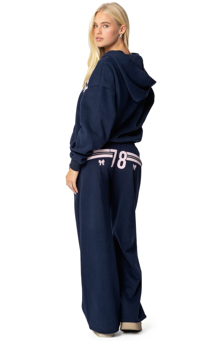 EDIKTED 78 Bow Sweatpants, Alternate, color, Navy