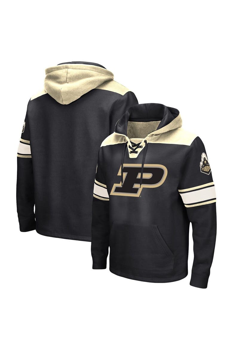 Men's Colosseum Black Purdue Boilermakers Big & Tall Hockey Lace-Up Pullover Hoodie, Main, color, Black