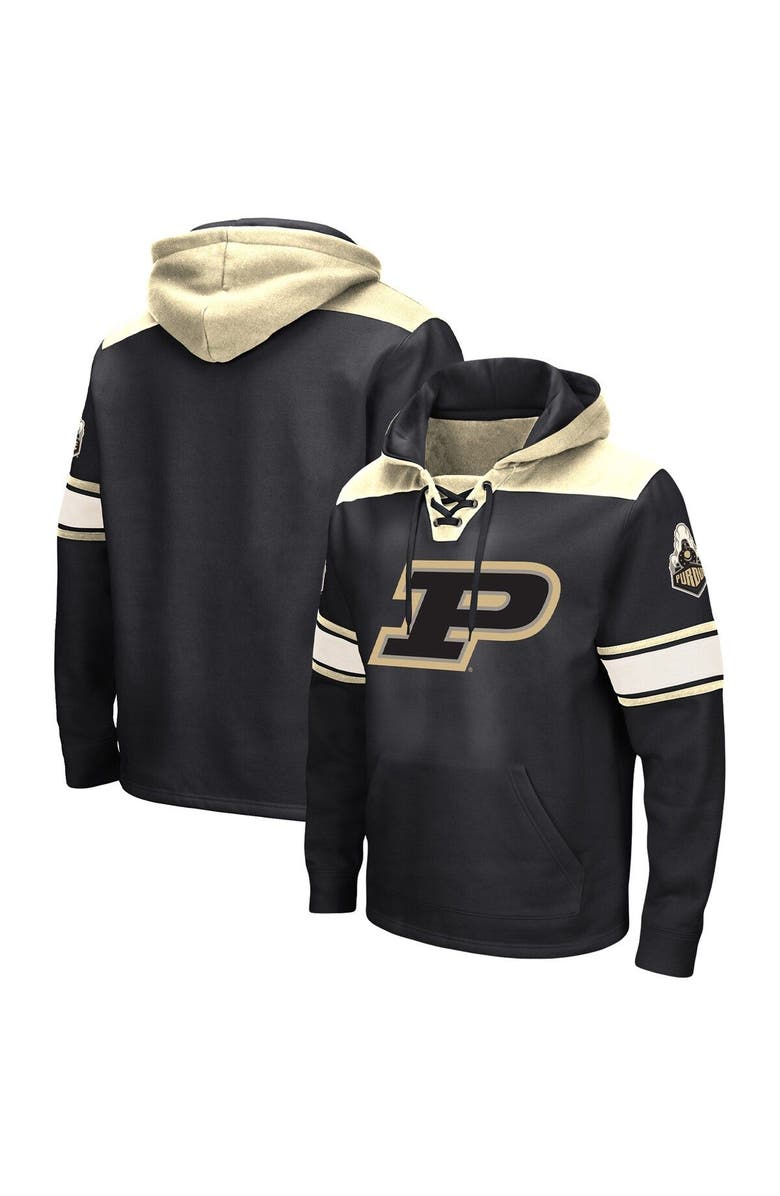 COLOSSEUM Men's Colosseum Black Purdue Boilermakers Big & Tall Hockey Lace-Up Pullover Hoodie, Main, color, Black