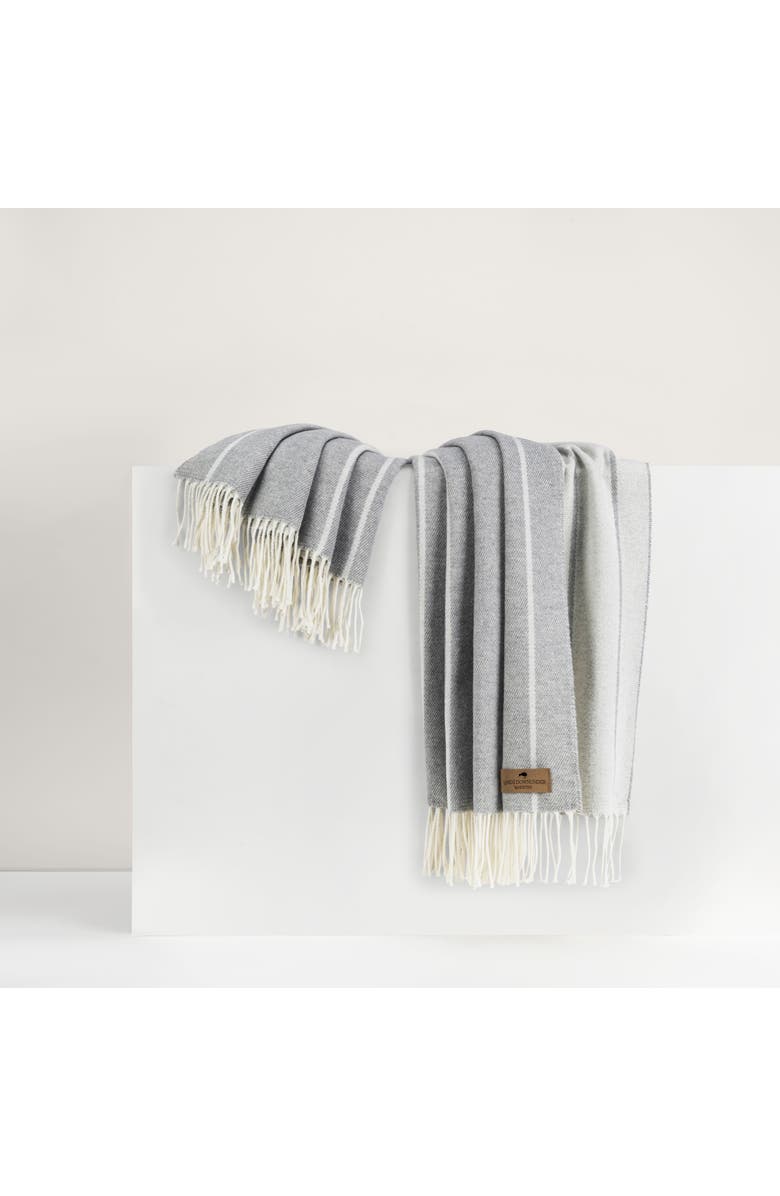 Lands Downunder Fiji Stripe Throw, Main, color, Light Gray