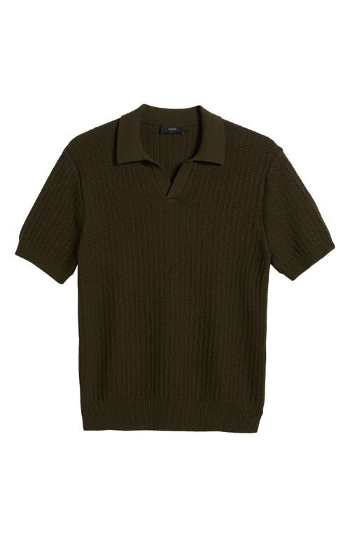 Vince Johnny Collar Sweater In Green
