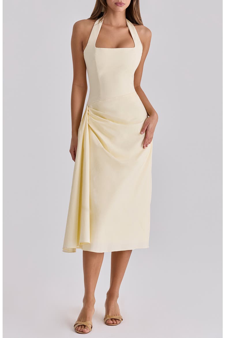 stretch midi halter dress House OF CB Tallulah Halterneck Cotton Midi Dress