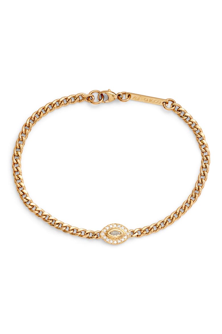 Paris Diamond Halo Chain Chain Bracelet, Main, color, YELLOW GOLD