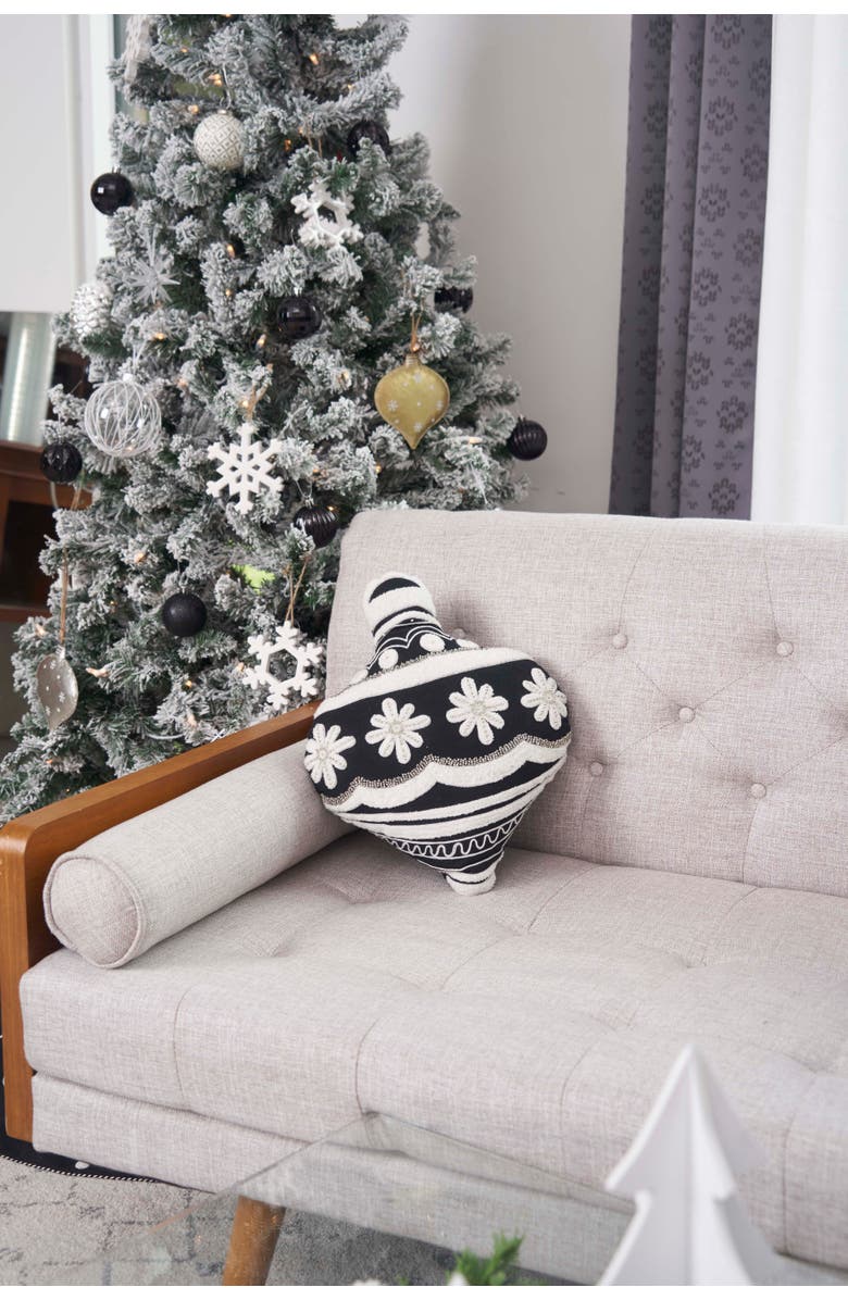carol & frank Ornament Shaped Throw Pillow, Alternate, color, Black