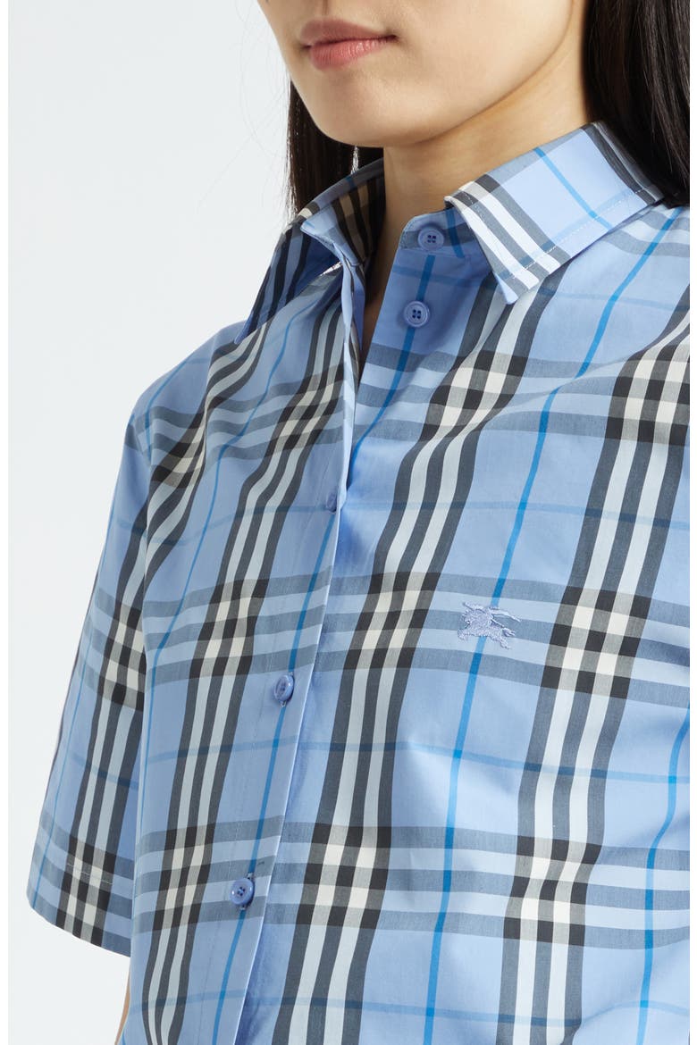 Abby Check Short Sleeve Button-Up Shirt, Alternate, color, CORNFLOWER BLUE CHECKERED