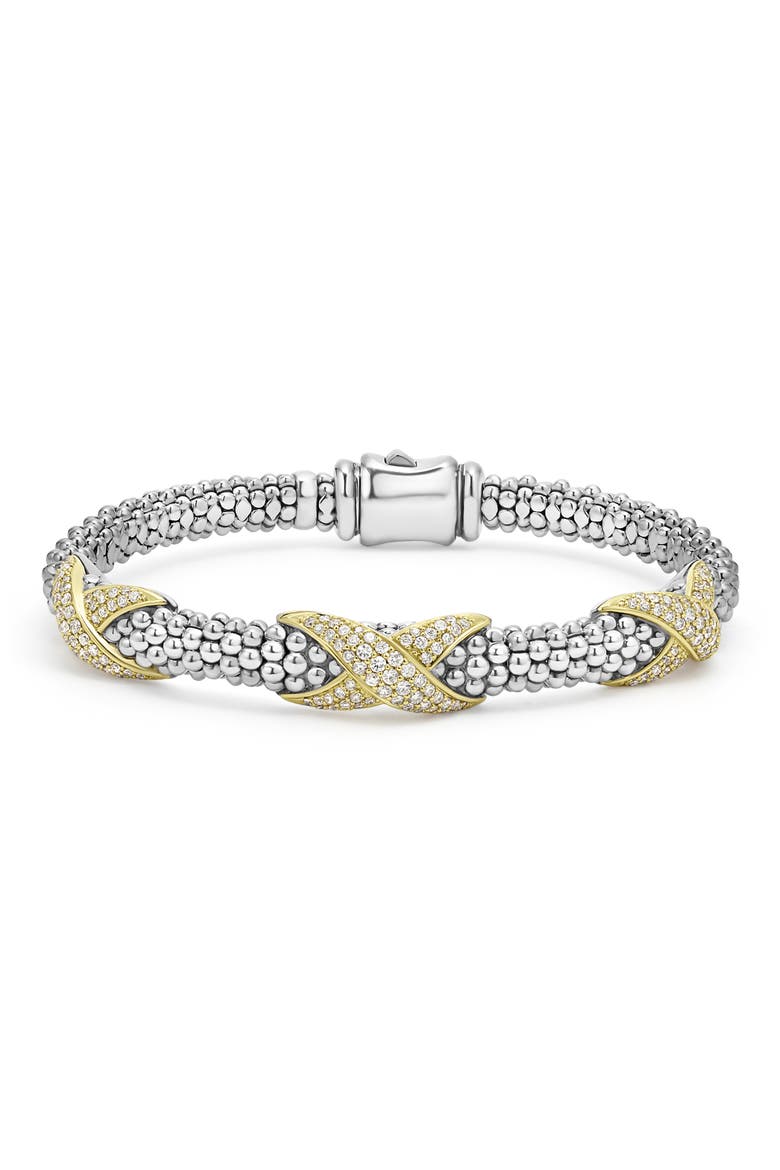 Embrace Pavé Diamond Station Bracelet, Main, color, SILVER