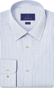 David Donahue Trim Fit Check Cotton Dobby Dress Shirt