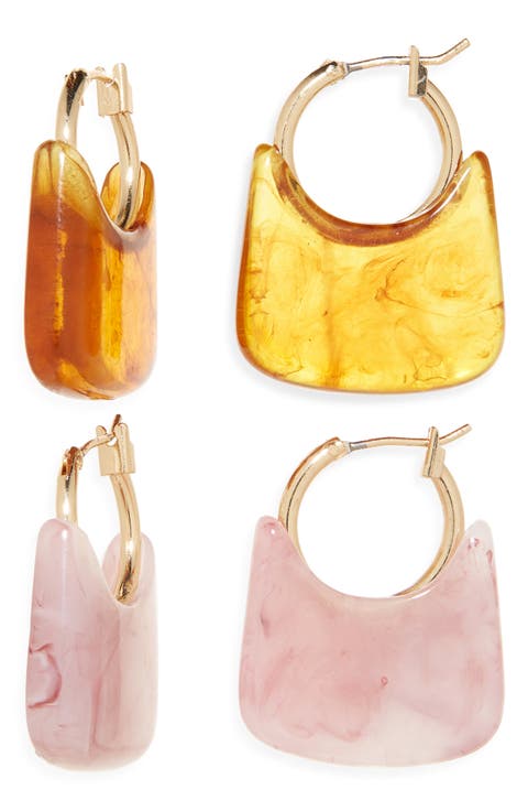 Set of 2 Resin Hoop Earrings