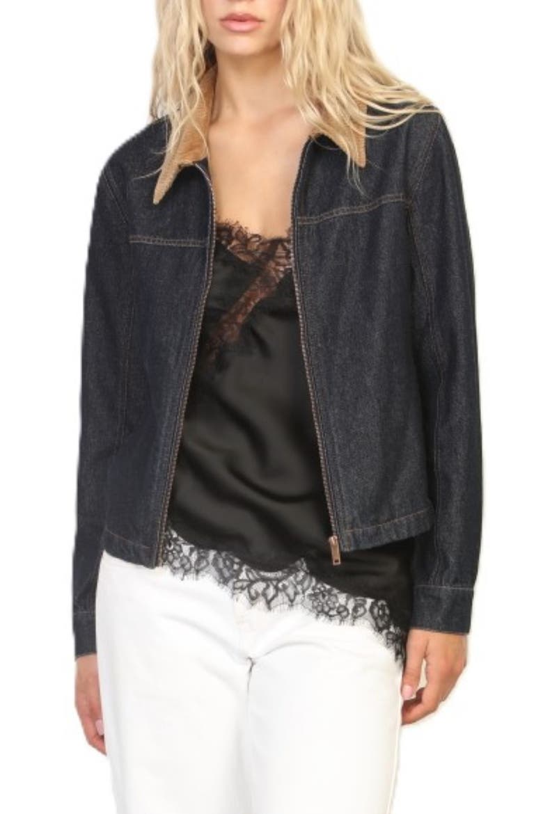 Zip Front Denim Barn Jacket, Main, color, DK INDIGO