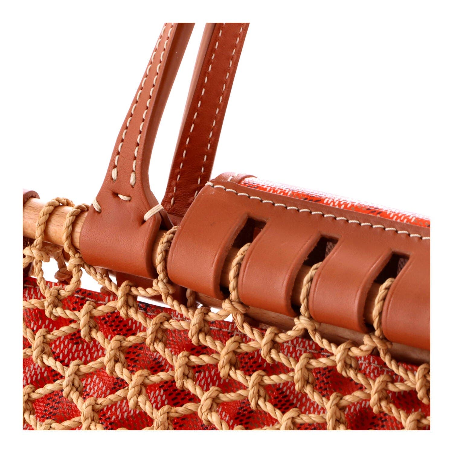 Aligre Bag Raffia Net with Coated Canvas, Alternate, color, Orange