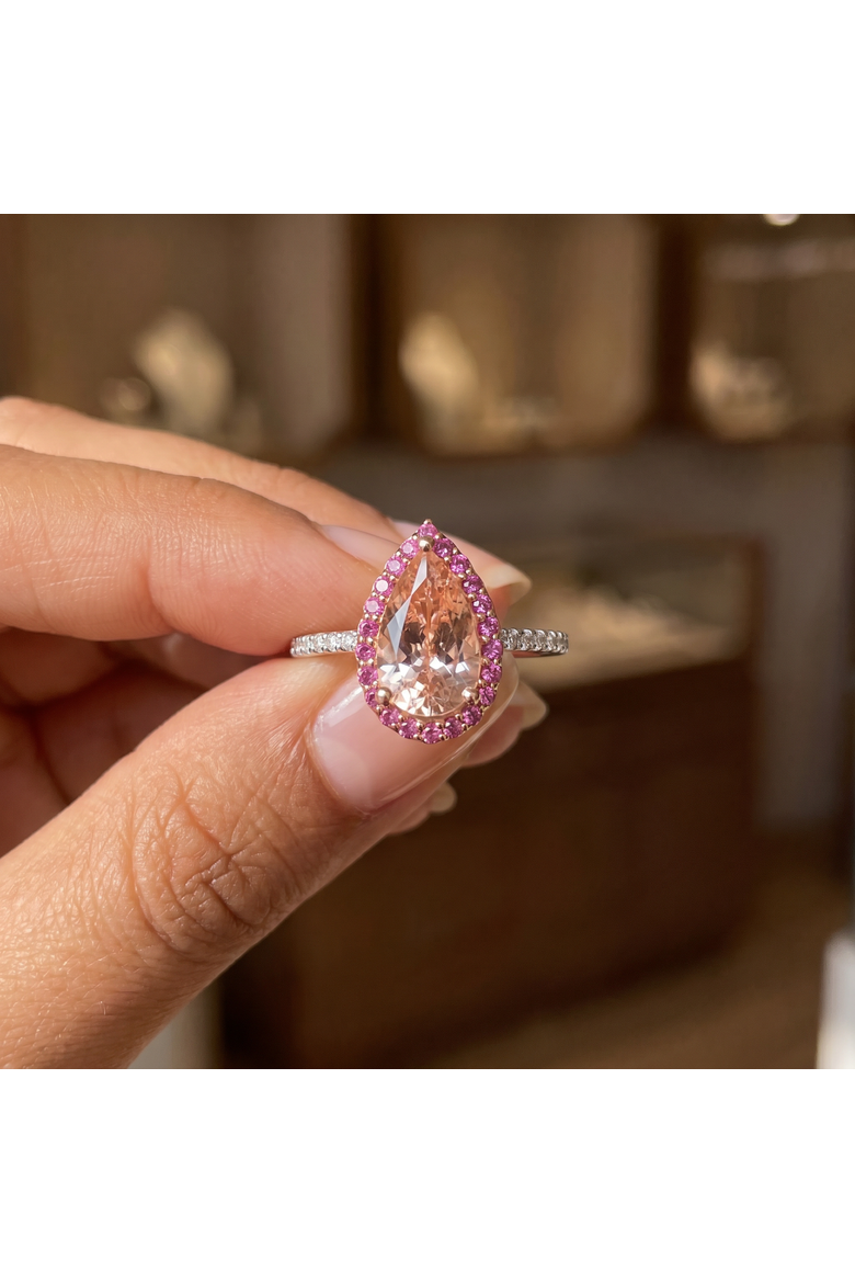 Certified Fancy Vivid Pink Pear Diamond Engagement Ring 14k & Gold, Alternate, color, 14k White Gold