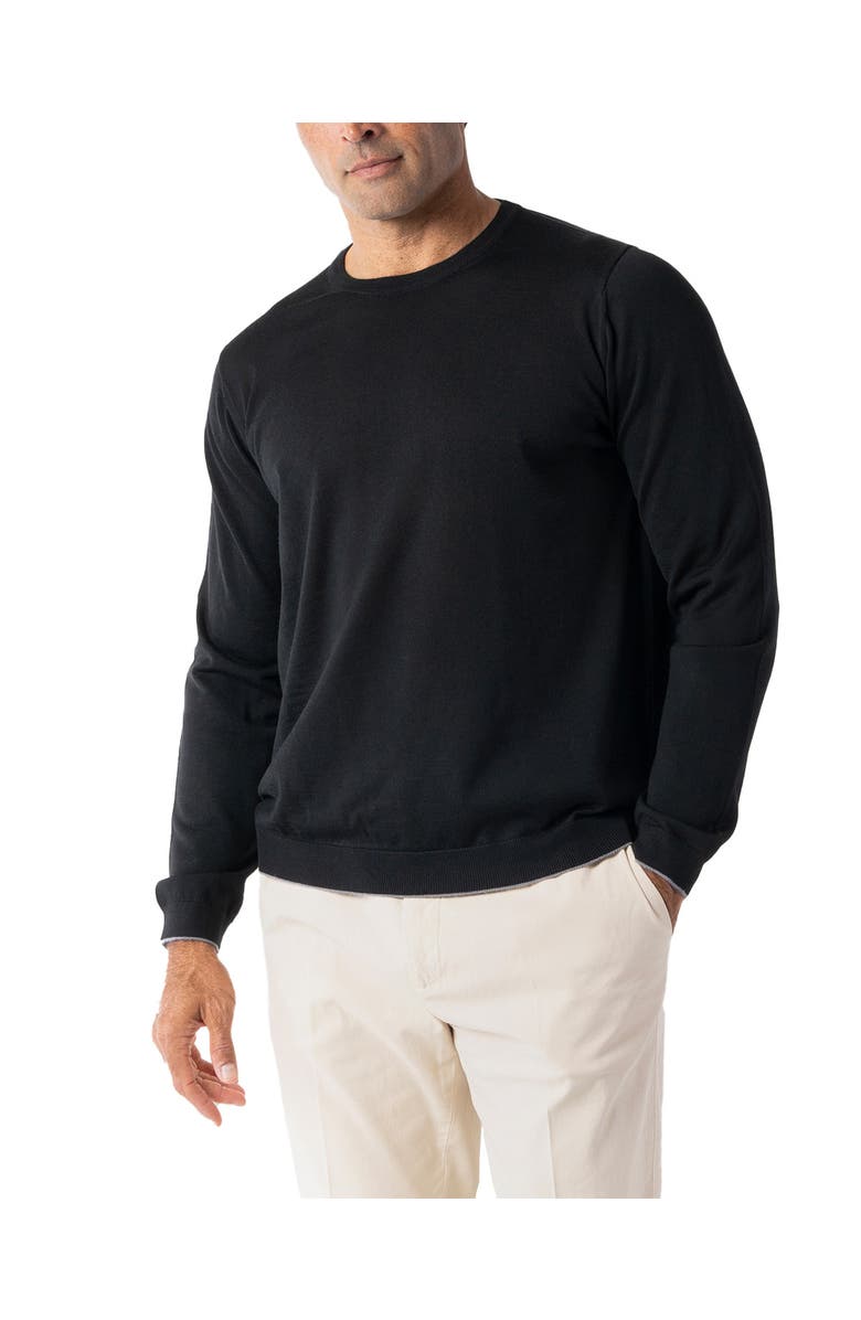 Robert Talbott Keaton Crewneck Sweater, Main, color, Black With Gray Tipping