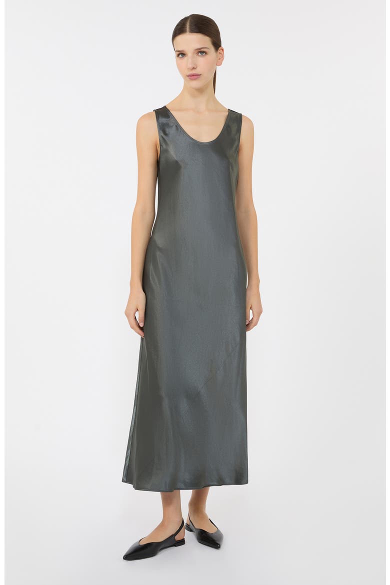 Talete Metallic Satin Slipdress, Alternate, color, DARK GREY