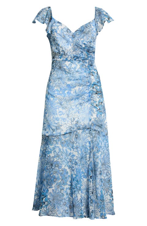 Tierra Floral Nadia Ruched Midi Dress