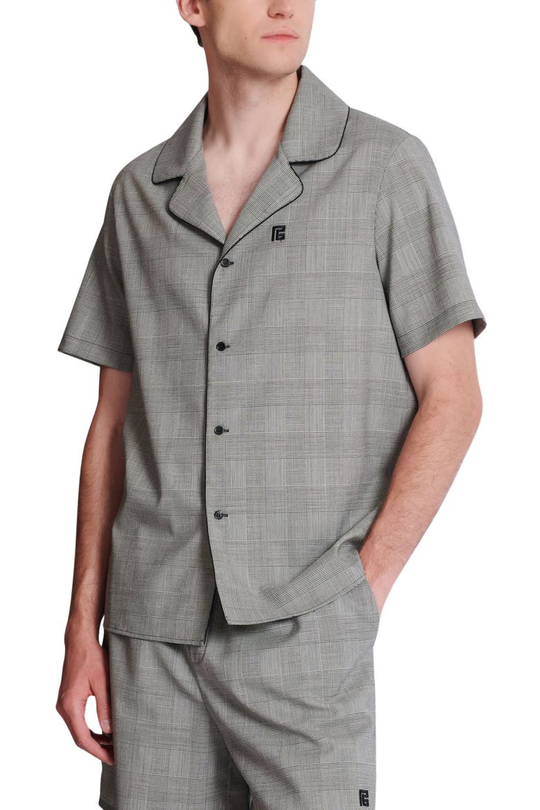 Short-sleeved Prince of Wales shirt, Alternate, color, black