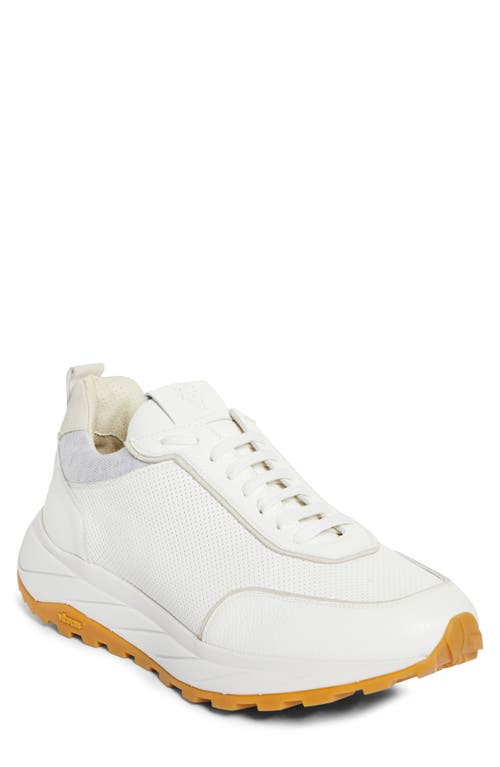 Eleventy Perforated Low Top Sneaker In Sage White