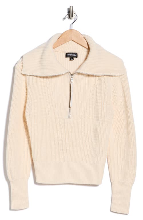 Kenneth Cole Shaker Stitch Quarter Zip Sweater In Neutral