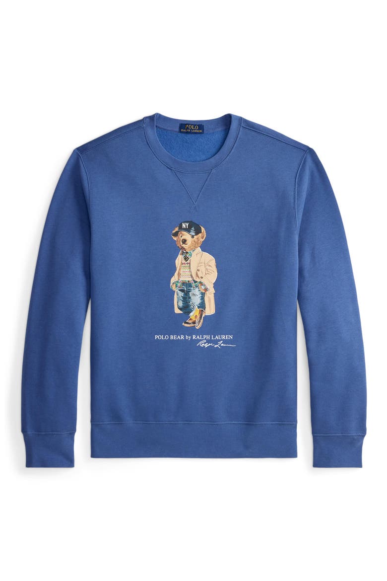 Polo Bear Fleece Crewneck Sweatshirt, Alternate, color, BLUE