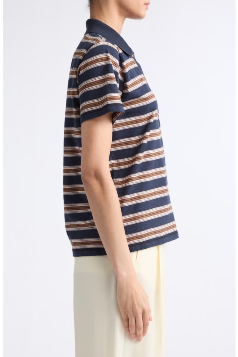 Stripe Polo, Alternate, color, BROWN/ BLUE