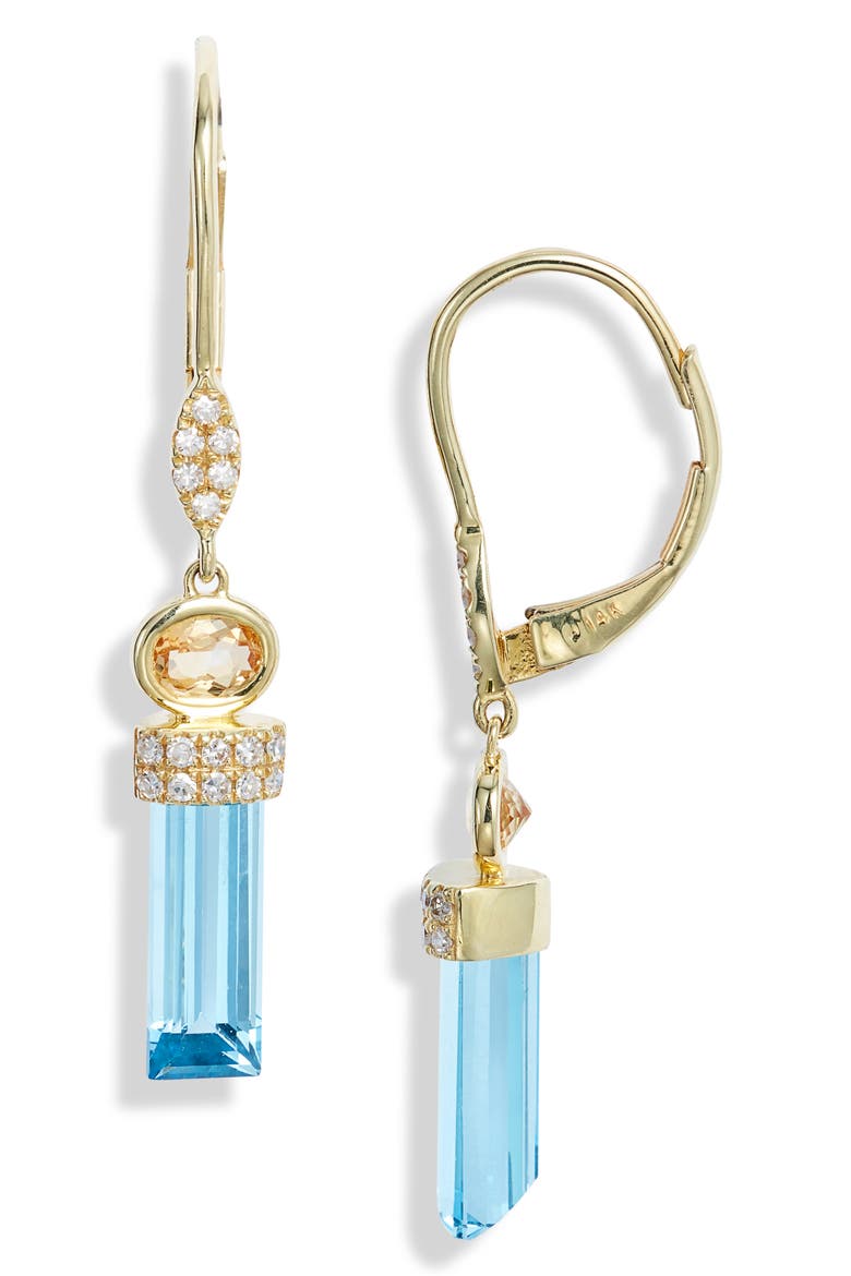Sapphire & Diamond Lever-Back Earrings, Main, color, YELLOW GOLD/ BLUE
