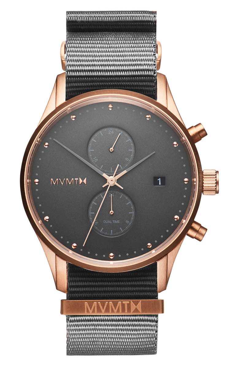 MVMT WATCHES MVMT Voyager Chronograph Canvas Strap Watch, 42mm, Main, color, 