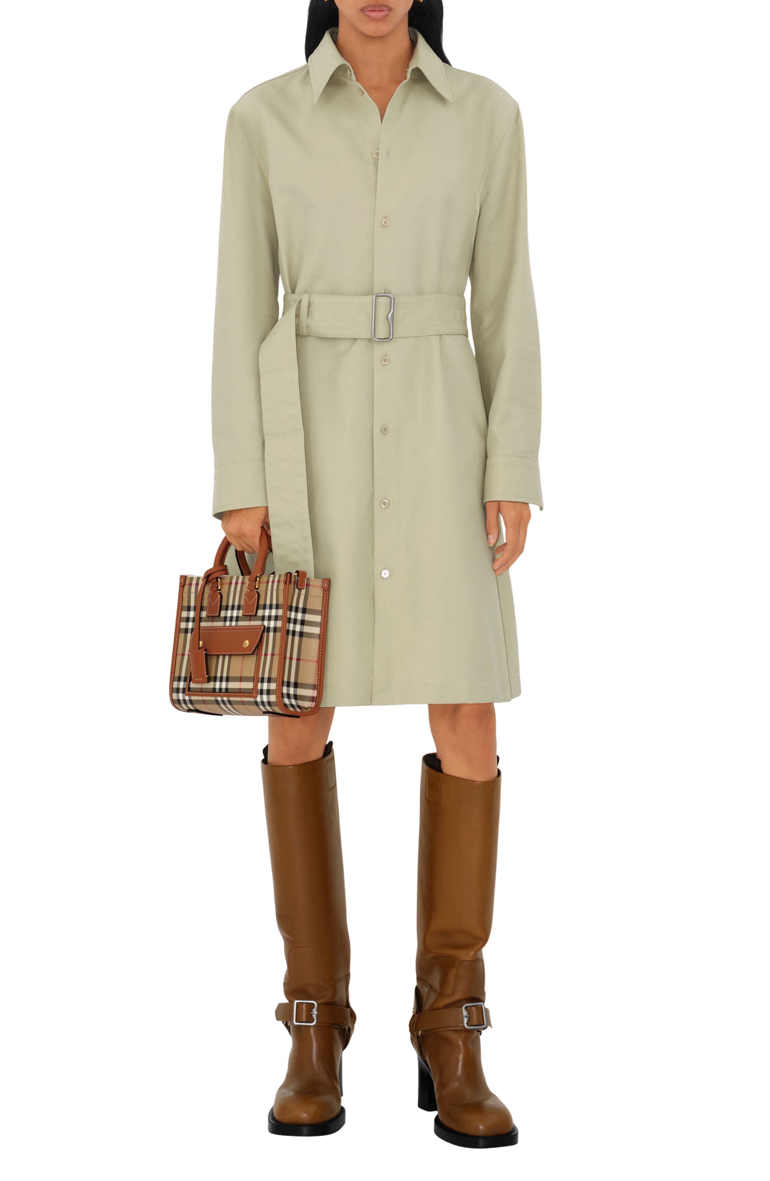 Burberry Mini Freya Check Canvas & Leather Tote, Alternate, color, Vintage Check/Briar Brown