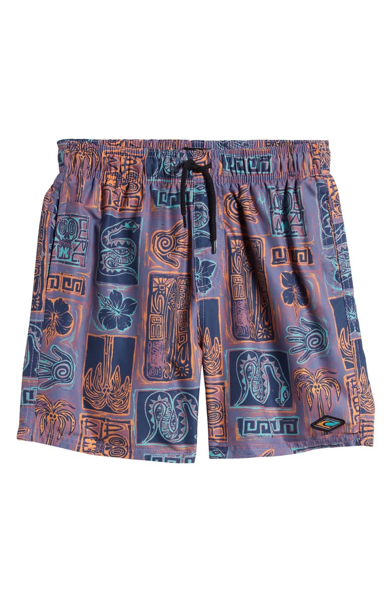 Rip Curl Kids' Lost Islands Tile Volley Swim Trunks, Main, color,