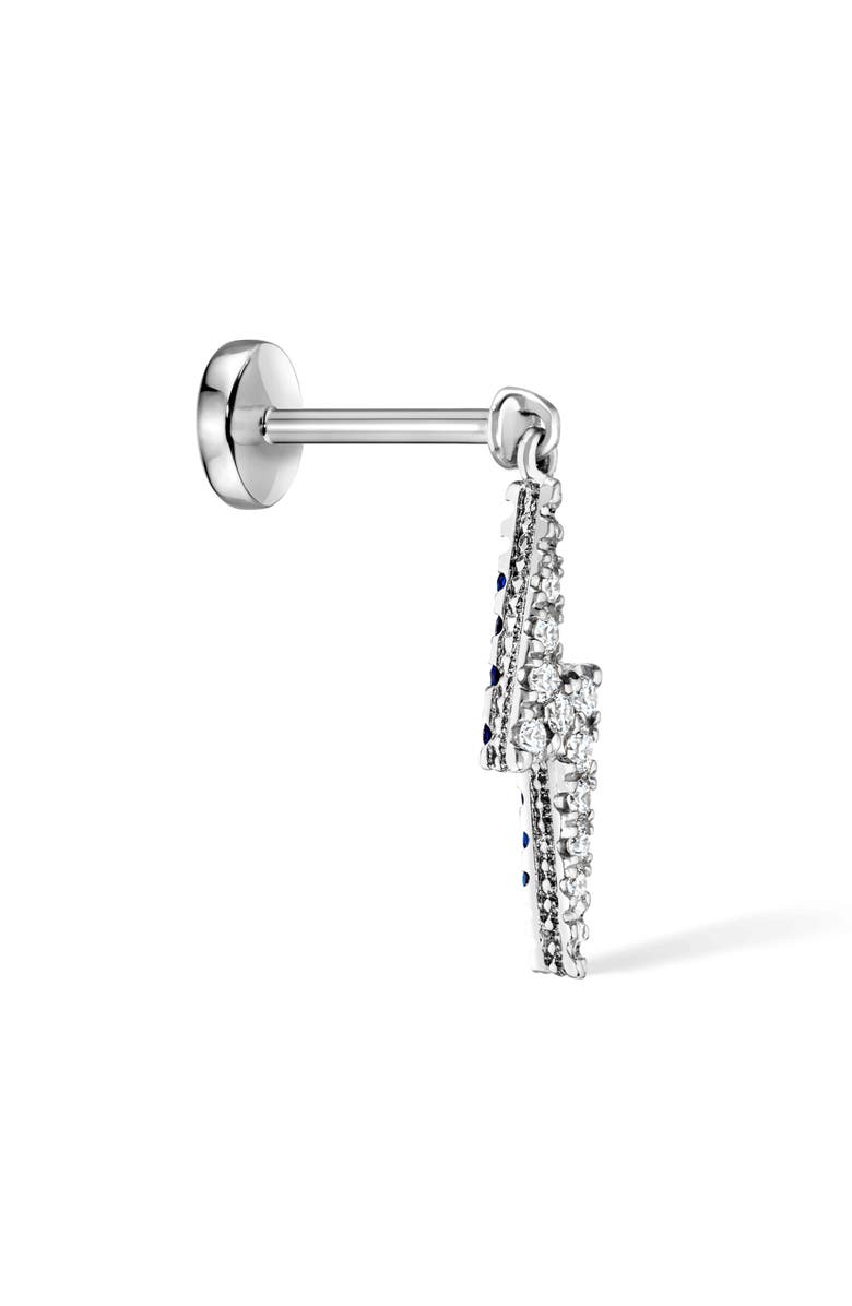 MARIA TASH 18K Gold Diamond & Sapphire Lightning Bolt Charm Earring, Alternate, color, White Gold