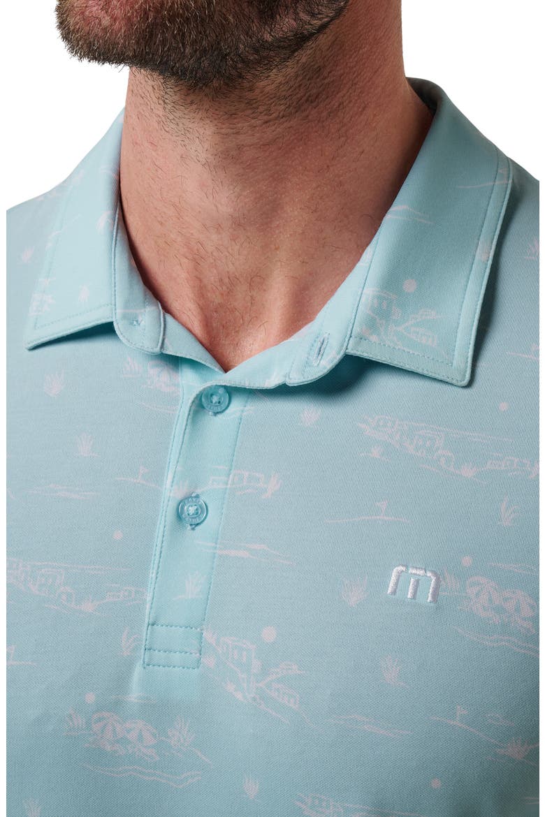 Featherweight City Tropical Print Polo, Alternate, color, CORY BLUE