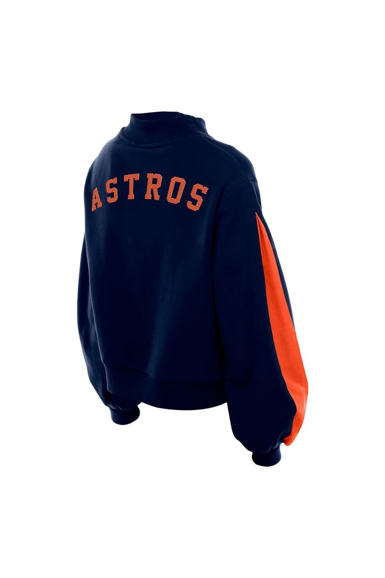 Women's New Era  Navy Houston Astros Mock Neck Balloon Sleeve Sweatshirt, Alternate, color, Navy
