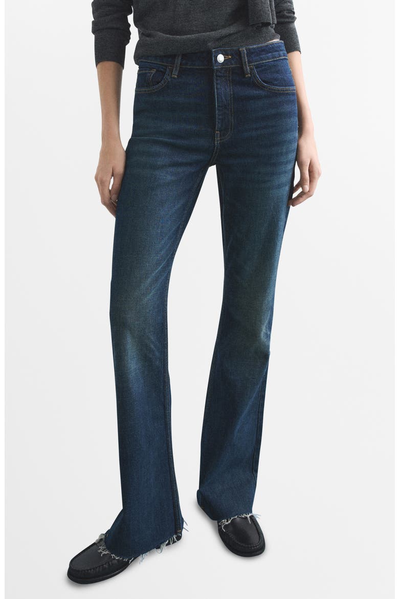 Fiona Mid Rise Flare Jeans, Main, color, DARK BLUE