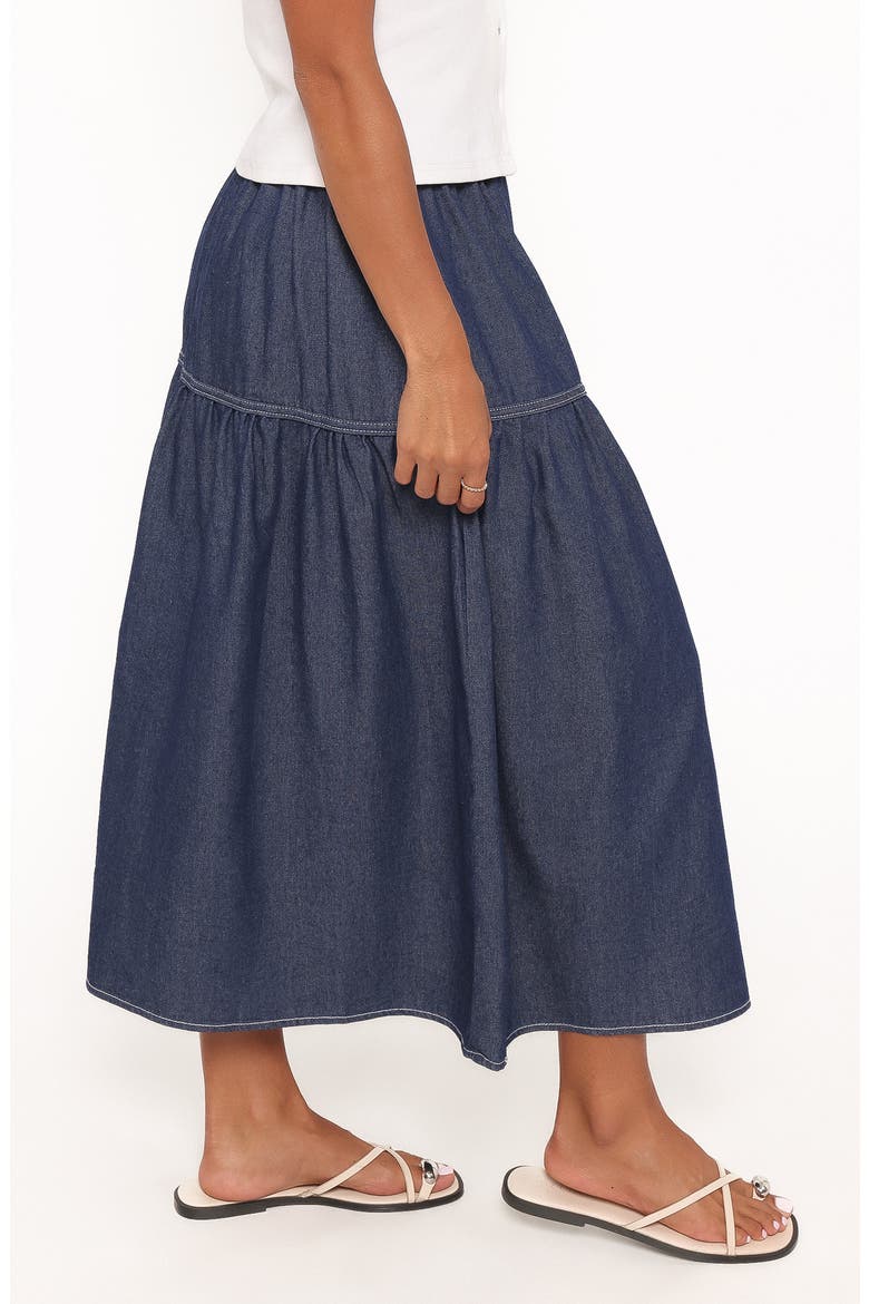 Meadow Denim Midi Skirt, Alternate, color, DARK WASH