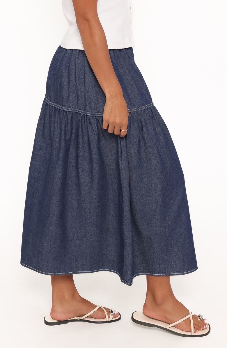 Petal & Pup Meadow Denim Midi Skirt, Alternate, color, Dark Wash
