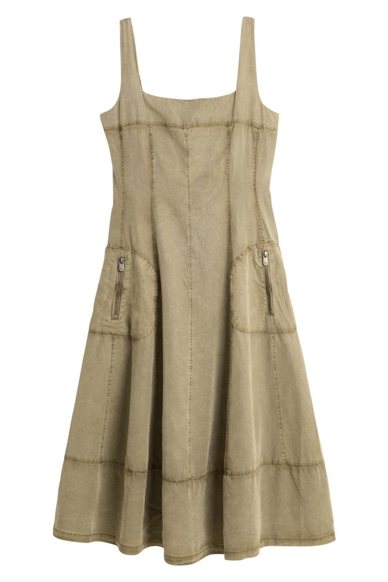 Sleeveless Denim A-Line Dress, Alternate, color, SAND