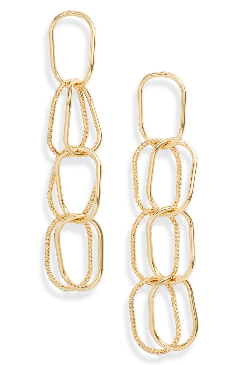 Mixed Link Drop Earrings, Main, color, GOLD