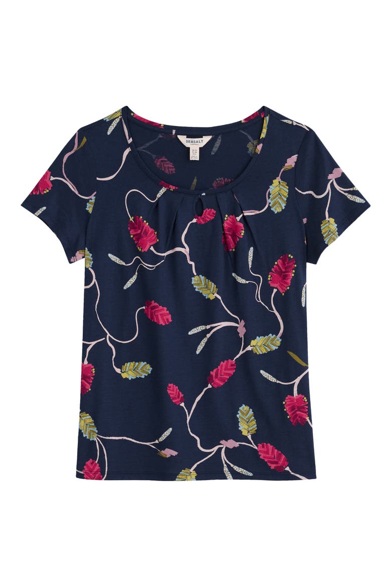 Appletree Floral Keyhole T-Shirt, Alternate, color, BOTTLEBRUSH MARITIME