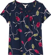 Seasalt Cornwall Appletree Floral Keyhole T-Shirt