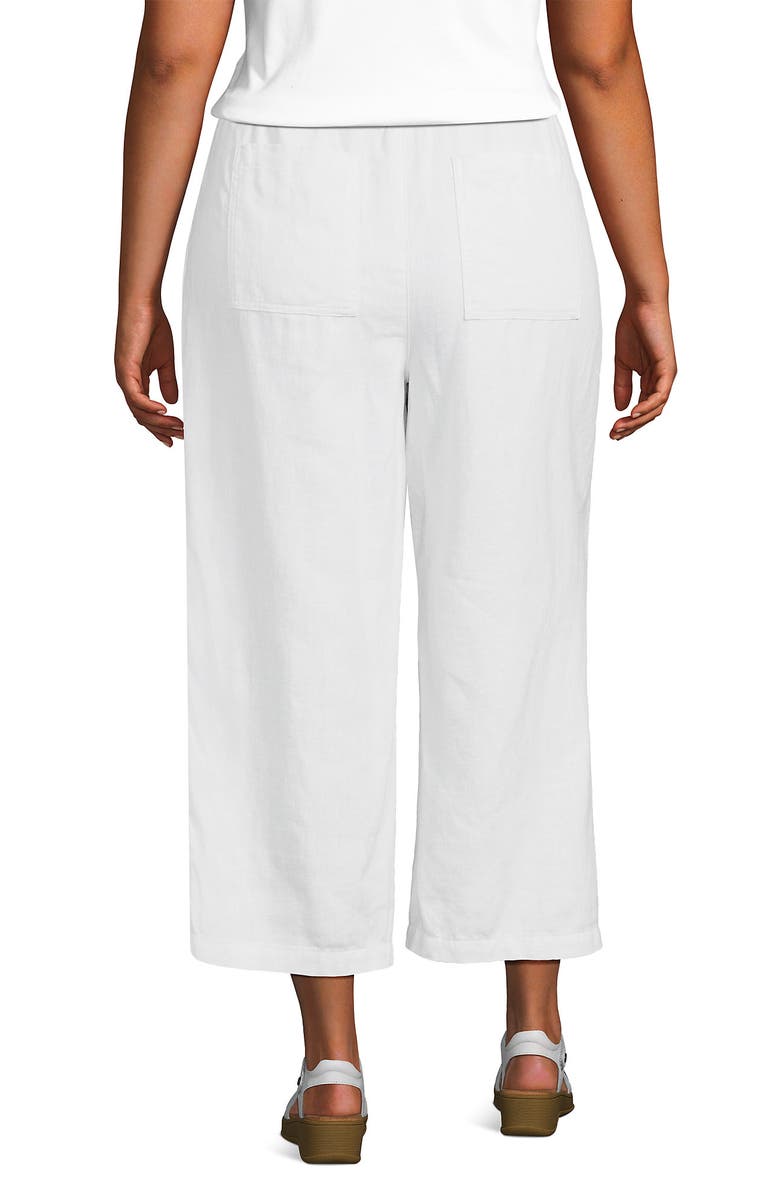Lands' End High Rise Pull On Drawstring Linen Wide Leg Crop Pants, Alternate, color, 
