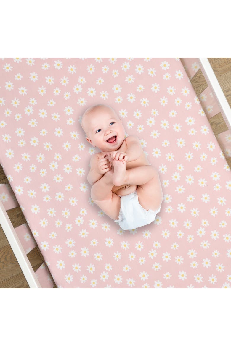 Daisy Dreams Breathable 100% Cotton Baby Fitted Crib/Toddler Sheet, Alternate, color, Pink