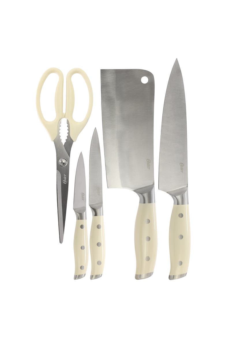 6 Piece Cutlery Set and Storage Block in Off-White, Alternate, color, White