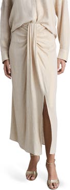 MANGO Draped Midi Skirt