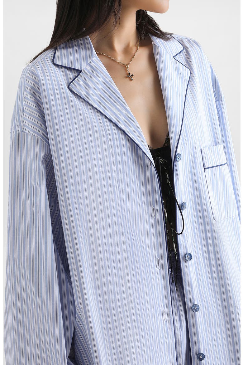Vanity Stripe Oversize Cotton & Silk Poplin Shirt, Alternate, color, S8051 STRIPED