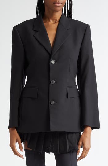 Hourglass Single Breasted Wool Grain de Poudre Blazer