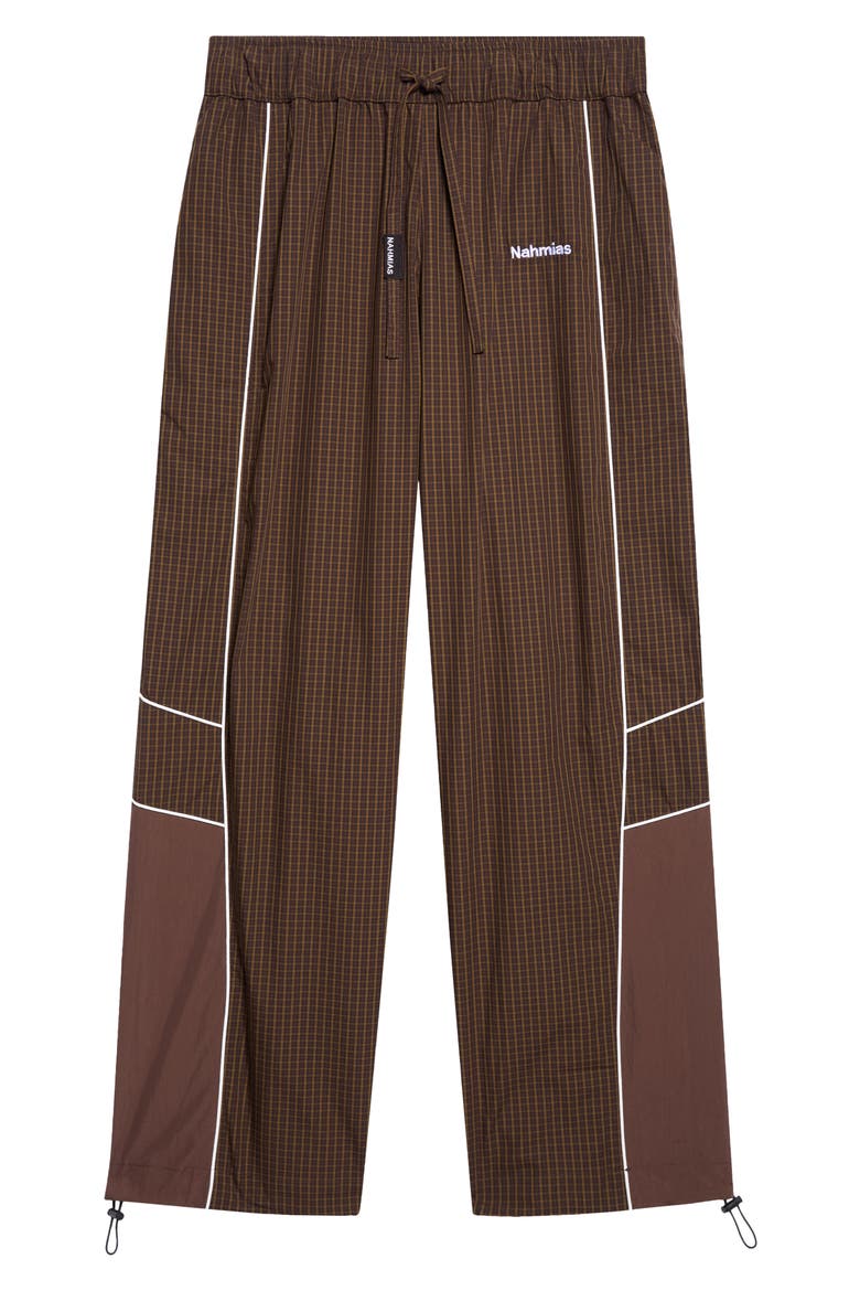 Grid Warm Up Track Pants, Alternate, color, DK BROWN MULTI NYLON