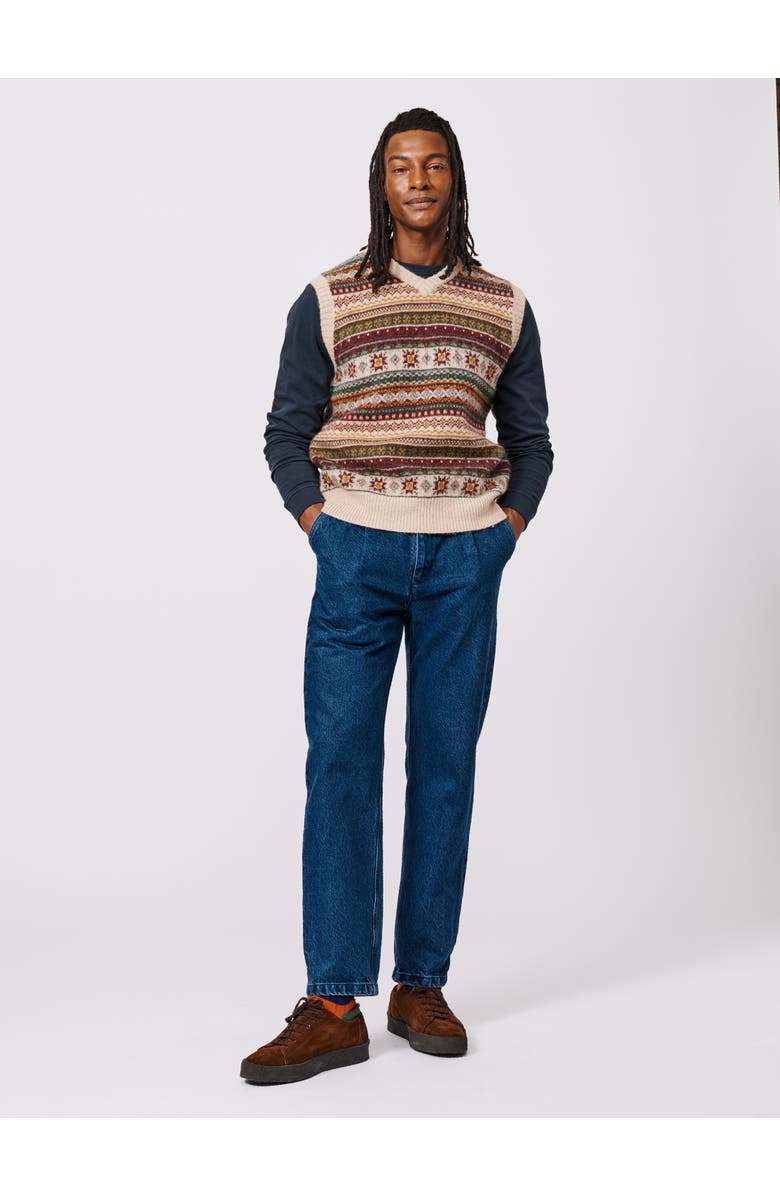 Aubin Fair Isle Slipover Wool Vest, Alternate, color, Ecru/Red Mix